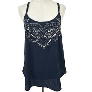 Abercrombie & Fitch Tank Top Boho Fairy Tribal Summer Casual Women Blue Small